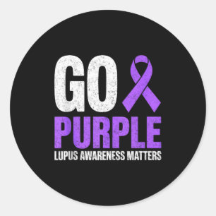 Go purple lupus awareness month sle ribbon support classic round sticker