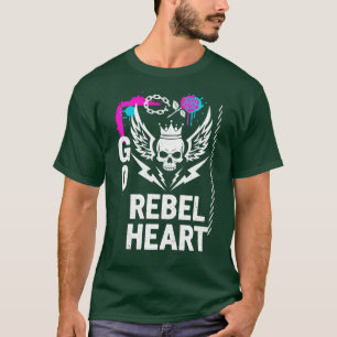 Go Rebel Heart Skull Wings Punk Street Art T-Shirt