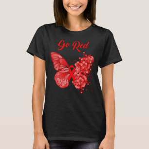 Go Red Butterfly Heart Disease Awareness Month T-Shirt