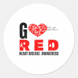 Go Red For Heart Disease Awareness Chd Wear Red Classic Round Sticker