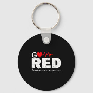 Go Red For Heart Disease Awareness Chd Wear Red He Keychain