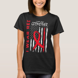 Go Red Godmother Heart Disease Awareness American T-Shirt