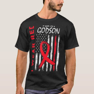 Go Red Godson Heart Disease Awareness Flag Godpare T-Shirt