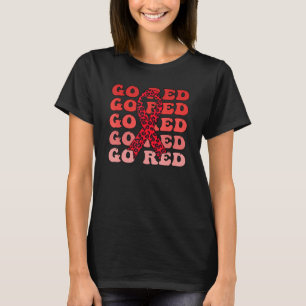 Go Red Groovy Heart Disease Awareness Heart Warrio T-Shirt