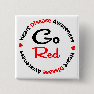 GO RED Heart Disease 2 Inch Square Button
