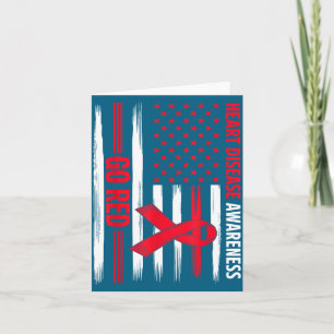 Go Red Heart Disease American Flag Heart Disease A Card