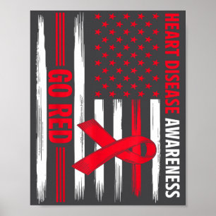 Go Red Heart Disease American Flag Heart Disease A Poster