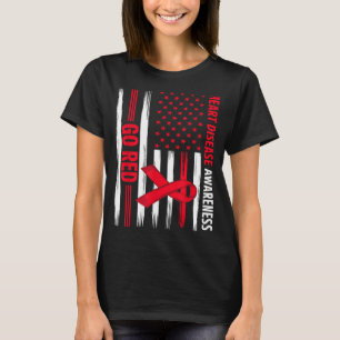 Go Red Heart Disease American Flag Heart Disease A T-Shirt