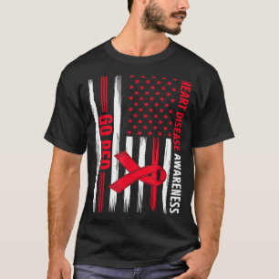 Go Red Heart Disease American Flag Heart Disease A T-Shirt