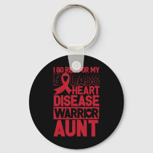 Go Red Heart Disease Awareness Bad Warrior Aunt Keychain
