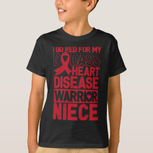 Go Red Heart Disease Awareness Bad Warrior Niece T-Shirt