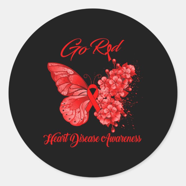 Go Red Heart Disease Awareness  Classic Round Sticker (Front)
