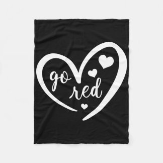 Go Red Heart Disease Awareness Gifts For Women Men Fleece Blanket