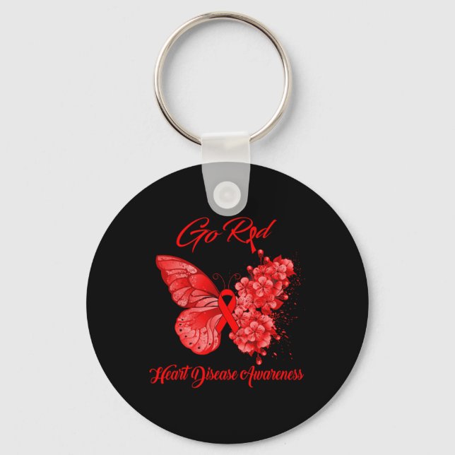 Go Red Heart Disease Awareness  Keychain (Front)