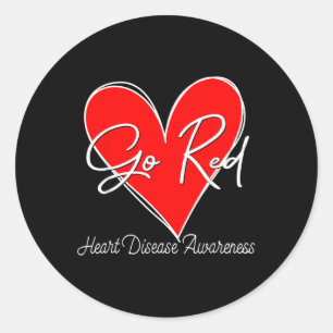 Go Red Heart Disease Awareness Month Chd Womens Classic Round Sticker
