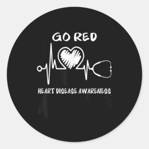Go Red Heart Disease Awareness Month  Classic Round Sticker