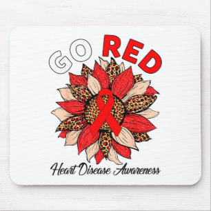 Go Red Heart Disease Awareness Red Ribbon Sunflowe Mouse Pad