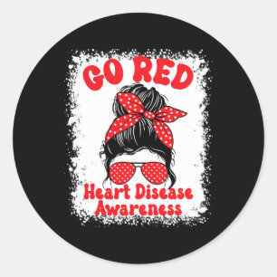 Go Red Heart Disease Awareness We Wear Red In Febr Classic Round Sticker