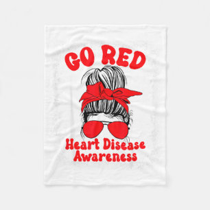 Go Red Heart Disease Awareness We Wear Red In Febr Fleece Blanket