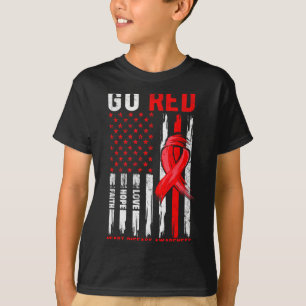 Go Red Heart Disease Suprt Flag - Heart Disease Aw T-Shirt