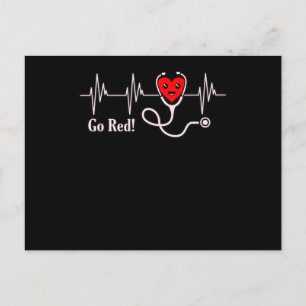 Go Red Heartbeat Heart Disease Awareness Survivor Postcard