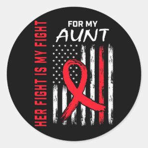 Go Red Her Fight Aunt Heart Disease Awareness Usa Classic Round Sticker