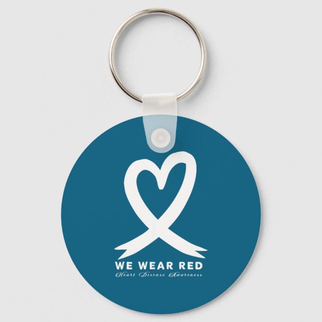 Go Red In February Heart Disease Awareness Health  Keychain (Front)