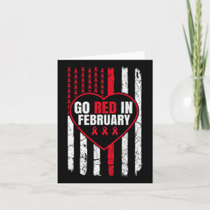 Go Red In February Tee Heart Disease Awareness Ame Card