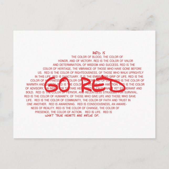 GO RED- Prevent Cardiovascular Disease Postcard (Front)