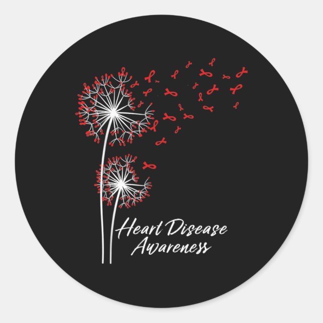 Go Red Ribbon Heart Disease Awareness Month  Classic Round Sticker (Front)