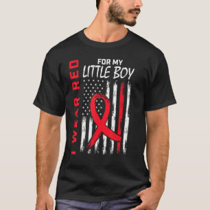 Go Red Son Little Boy Heart Disease USA Flag Mom D T-Shirt