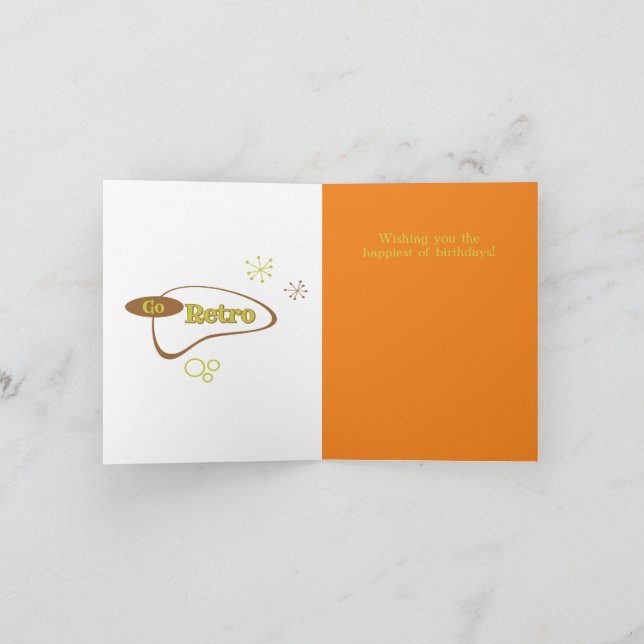 Go Retro Mid-Century Modern Custom Text Birthday Card (Inside)