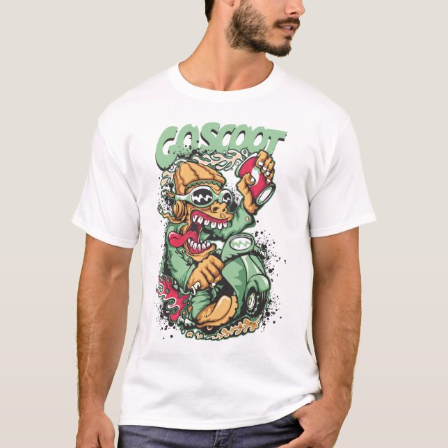 Go Scoot Vintage Cartoon Scooter Rider T-Shirt (Front)