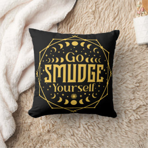 Go Smudge Yourself Celestial Moon Phases Halloween Throw Pillow
