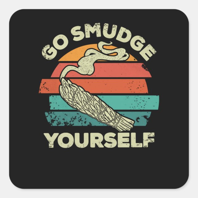 Go Smudge Yourself, Native American Retro Sunset S Square Sticker (Front)