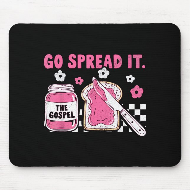 Go Spread It The Gospel Retro Funny Jar Floral Chr Mouse Pad (Front)
