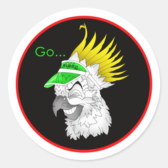 go sukka cockatoo botskis! classic round sticker (Front)