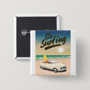 Go Surfing Travel poster! 2 Inch Square Button