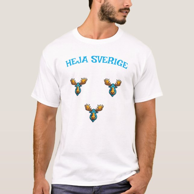Go Sweden with three elk t-shirt (Front)