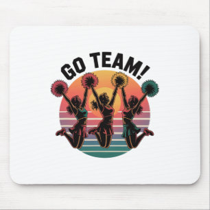 Go Team Cheerleading Retro Sunset Pom Pom Jump  Mouse Pad