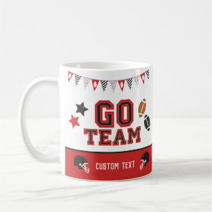 Go Team Football Fan Red and Black Festive Sports Coffee Mug