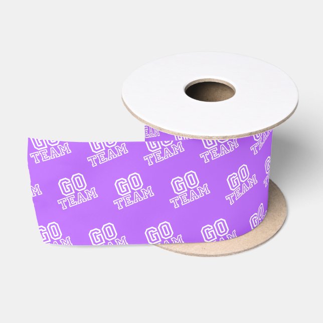 Go Team Word Art in Purple Satin Ribbon (Spool)