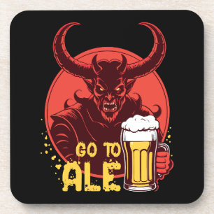 Go To Ale - Satan Drinking Beer Coaster
