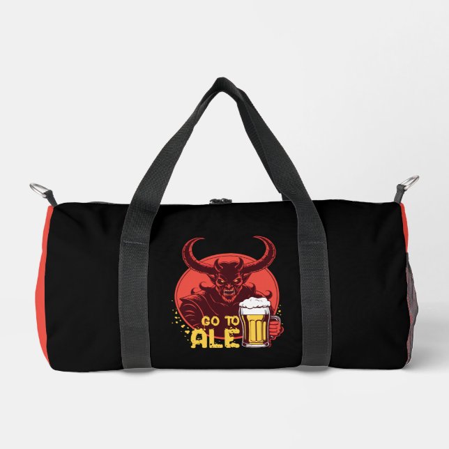 Go To Ale - Satan Drinking Beer Duffle Bag (Front)