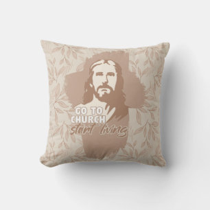 Go To Church...! Jesus Christ. Christian Preacher Throw Pillow