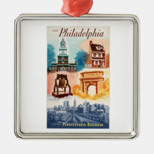 Go To Phila.on The Pennsylvania Railroad   Metal Ornament