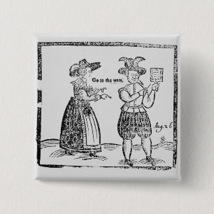 Go to the Wars, illustration from a pamphlet showi 2 Inch Square Button