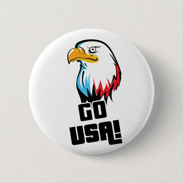 Go USA! american Eagle 2 Inch Round Button (Front)
