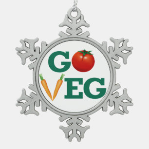 Go Veg Snowflake Pewter Christmas Ornament