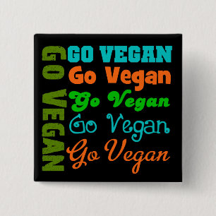 Go VEGAN 2 Inch Square Button